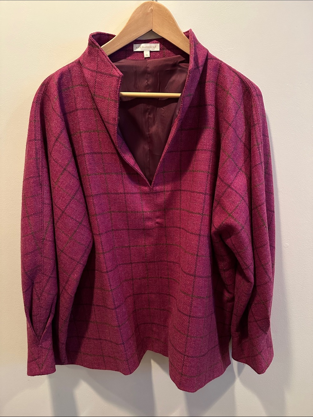 Ann Mashburn Magenta Plaid Wool Top